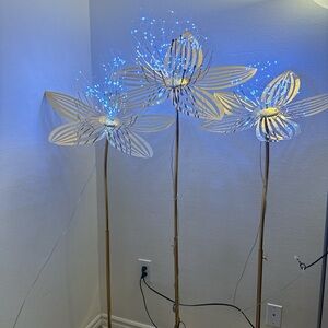 Gold and Blue Floral LED Floor Lamp